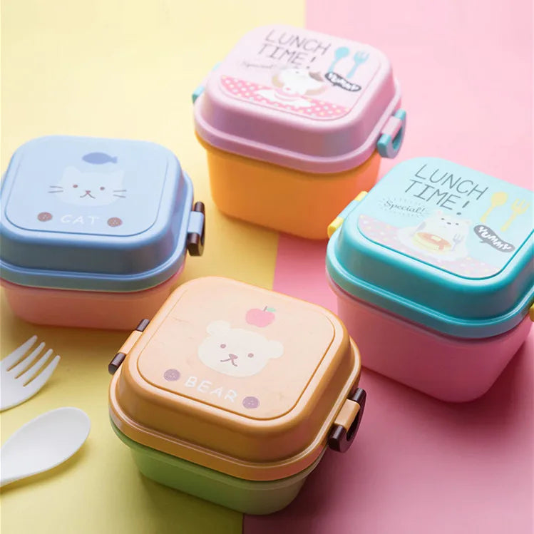 Cartoon Healthy Plastic Lunch Box Microwave Oven Lunch Bento Boxes Food Container Dinnerware Kid Childen Lunchbox